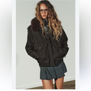 Faux Suede Jacket with Removable Collar